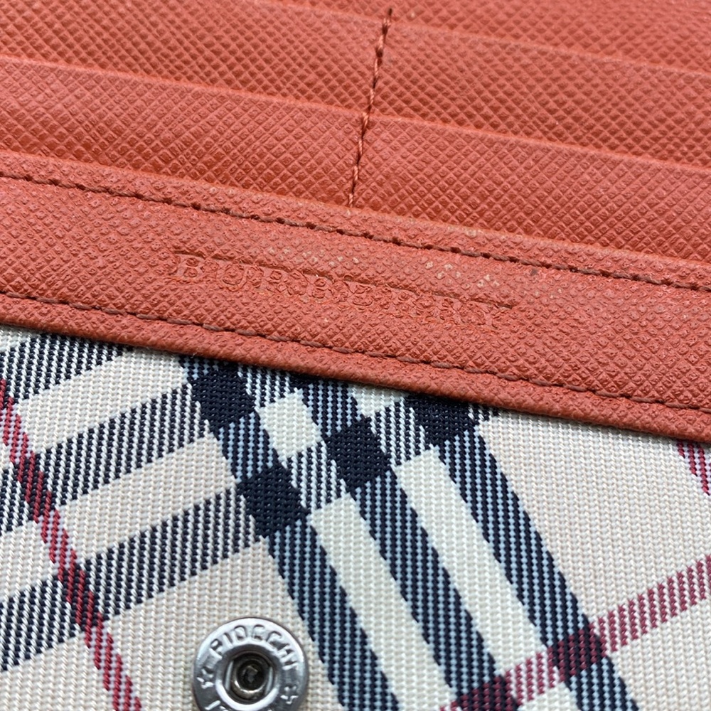 #9 Burberry Beige and Orange Check Wallet - Picture 6 of 15
